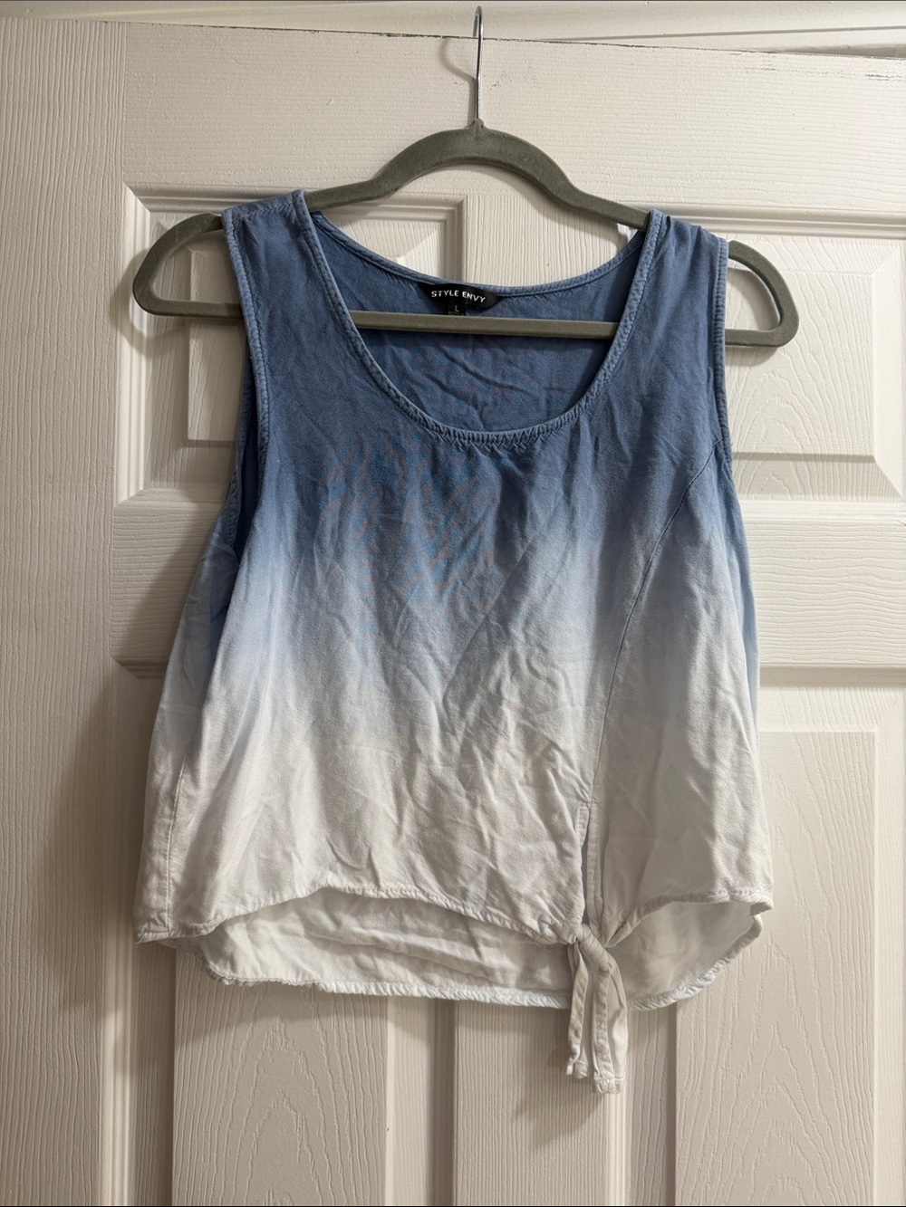 Style & Co. Blue and White Ombre Tie-Hem Tank